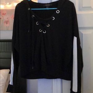 forever 21 lace up crop hoodie